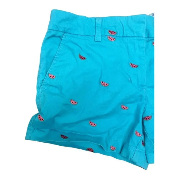 Cambridge Dry Goods Women's 2 Chino Shorts Blue Embroidered Watermelon Design - Picture 2 of 8